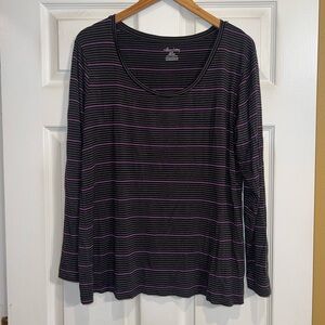 Willow Bay Striped Long Sleeve Top in Black and Purple. Size 2X. EUC